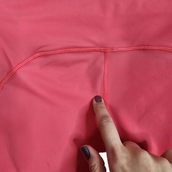 LULULEMON Pants Womens 8 Coral Pink On Pace Crop 21" Cropped Leggings Mesh - Picture 7 of 8